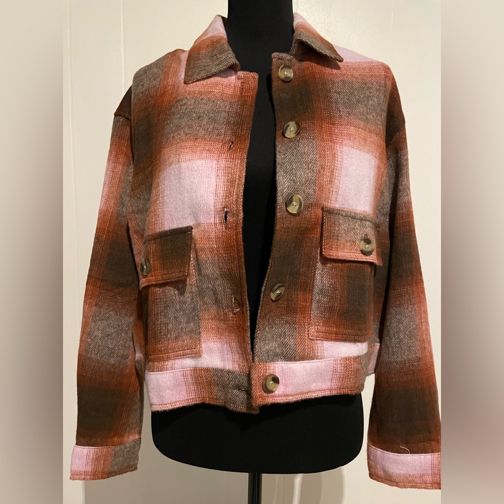 Sonoma Plaid Women's Jacket - Brown and Pink